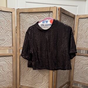 H&M Black Sequin Crop Top
